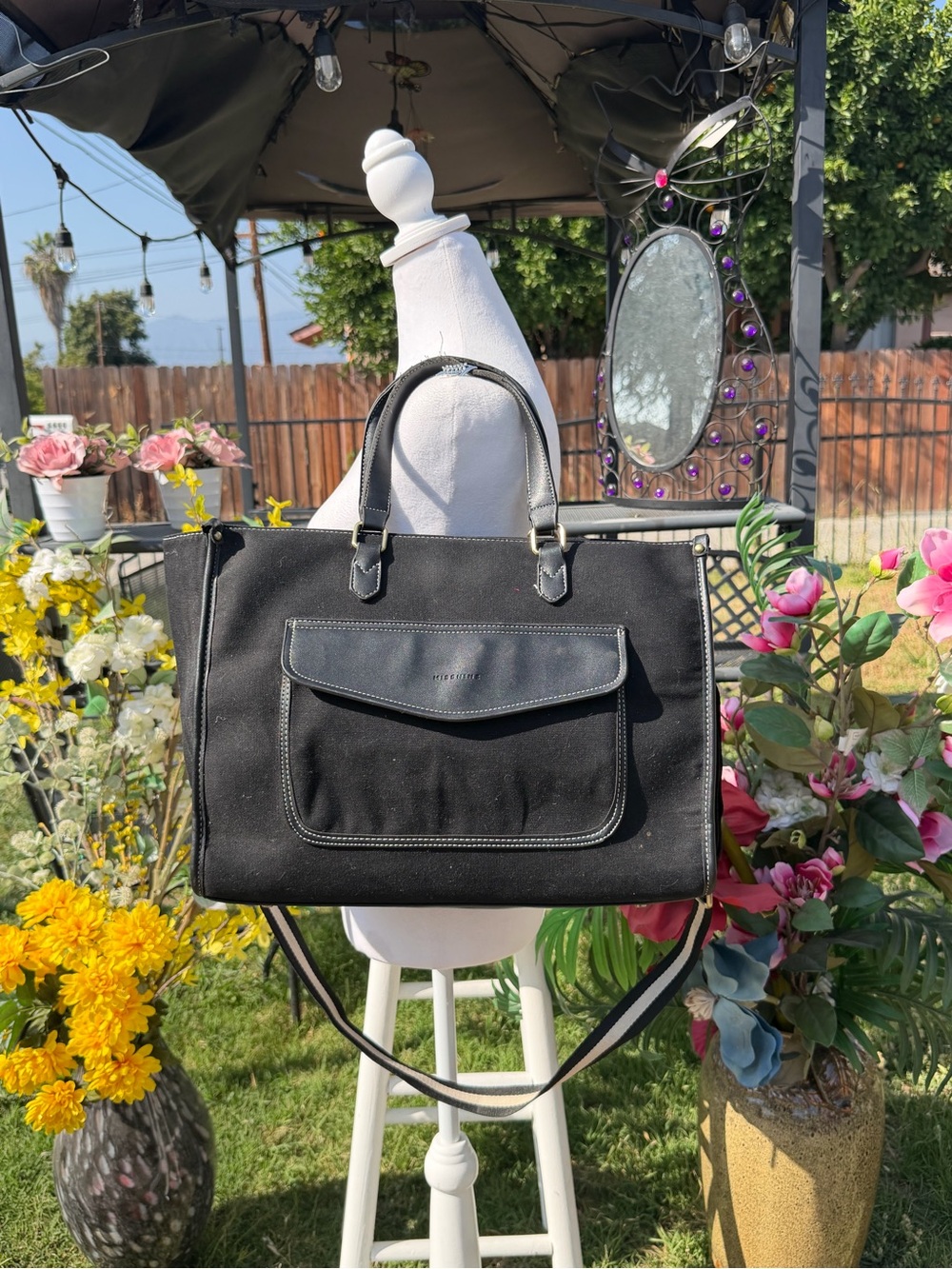Othr Black Structured Tote with Front Flap Pocket